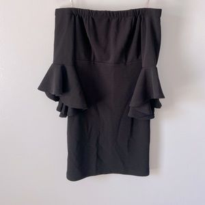 Off Shoulder Flare Arm Little Black Dress